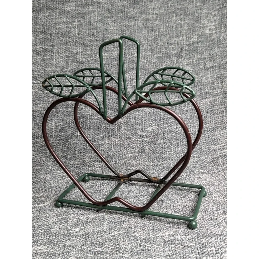 Vintage Wire Metal Apple Napkin Holder Red Green Kitchen Décor Letter Stand